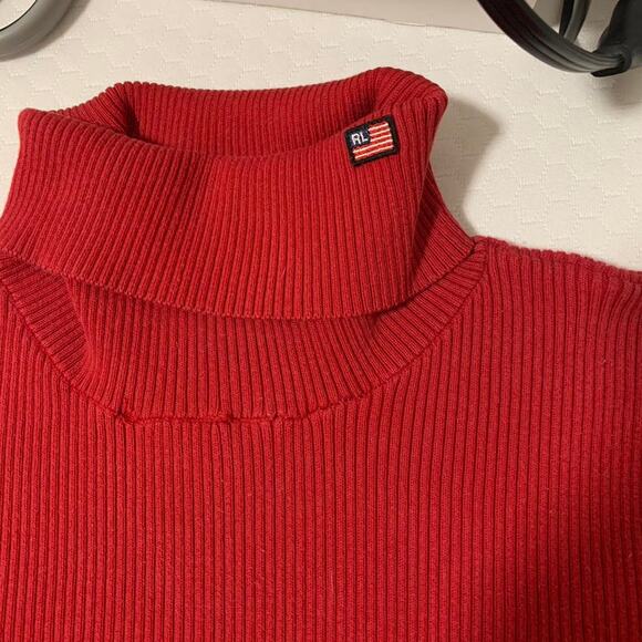 Polo Ralph Lauren 90s Red Turtleneck Sweater Size XL - Picture 2 of 5